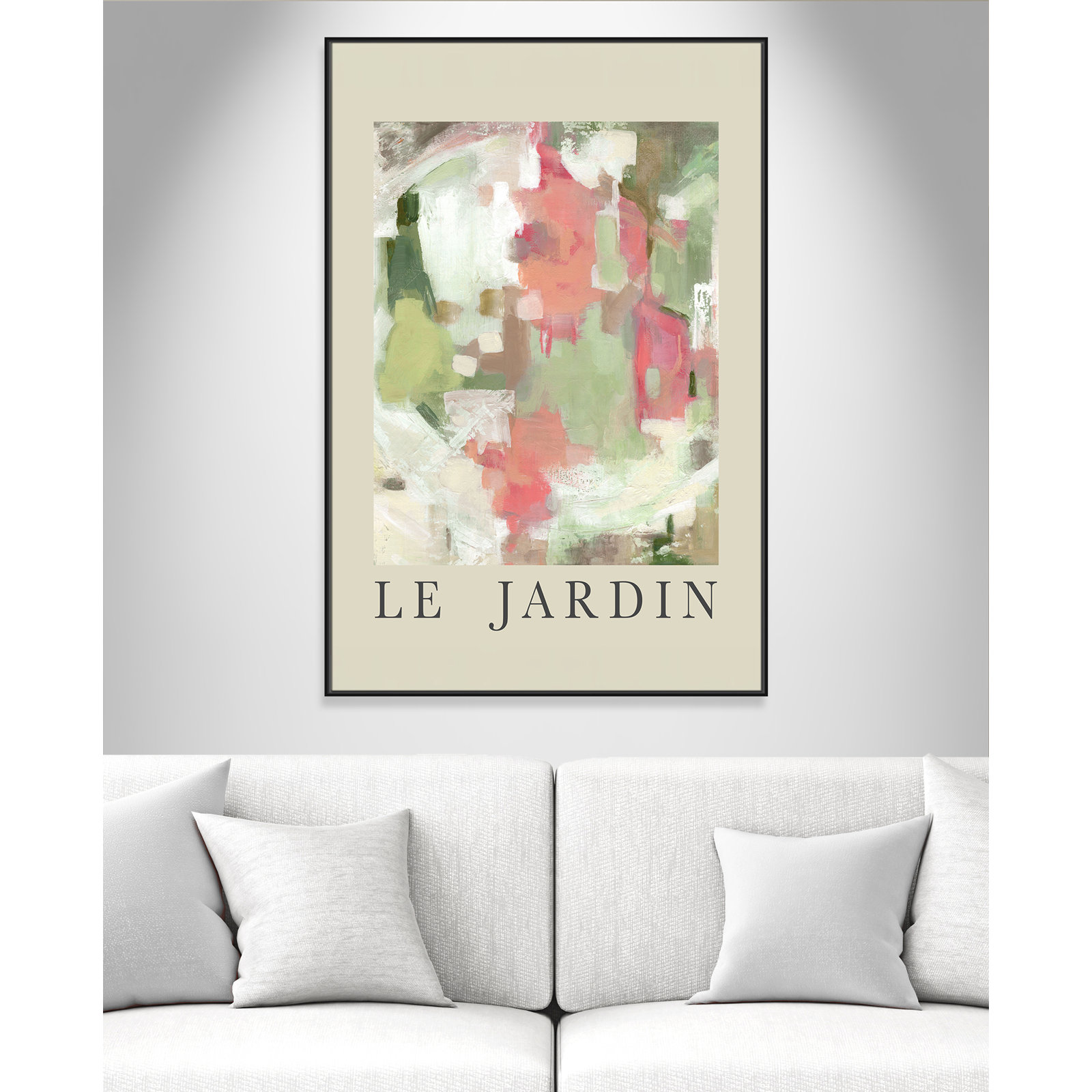 Riya "Le Jardin" Print by Carol Robinson, Black Floater Frame, No, 61.5" H x 41.5" W x 2" D
