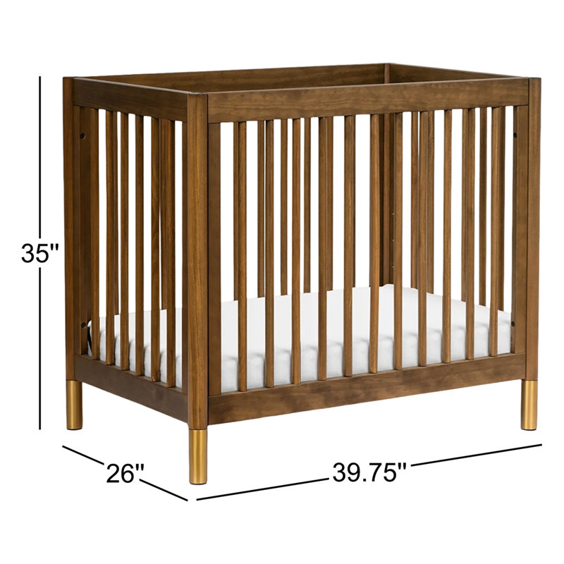 Gelato 4-in-1 Mini Convertible Crib, Natural Walnut/Gold
