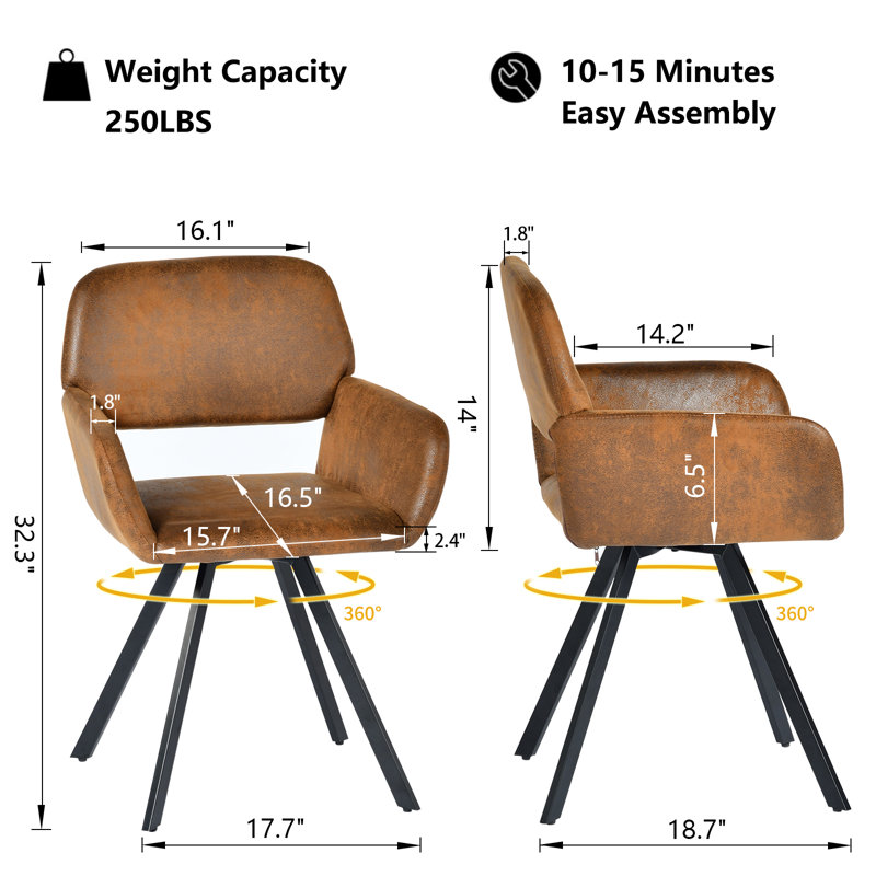Chaise de salle à manger pivotante 4 pièces pour l'extérieur