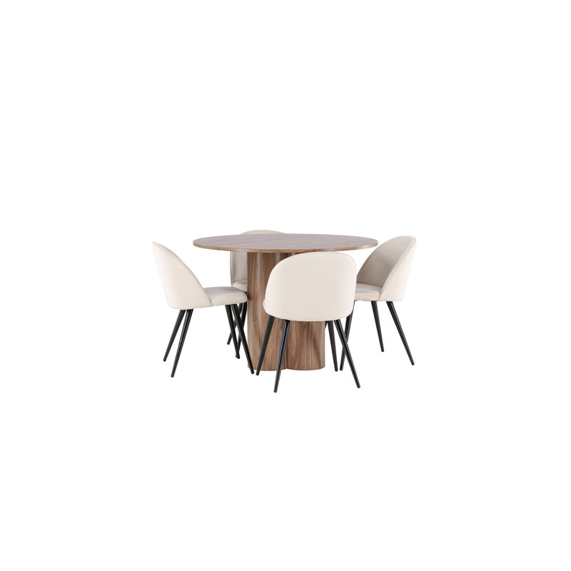 Chenley 4 - Person Dining Set, Brown