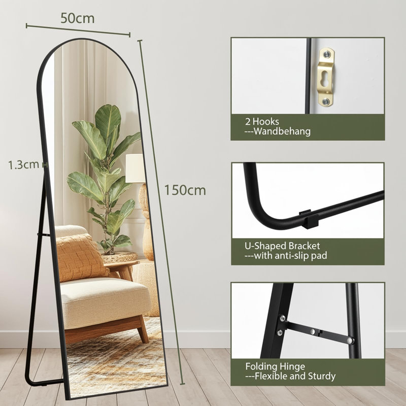 Mirror, 150L x 50W cm, Black