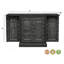 Bar extensible en bois massif avec verres à pied et rangement pour bouteilles-1210921311