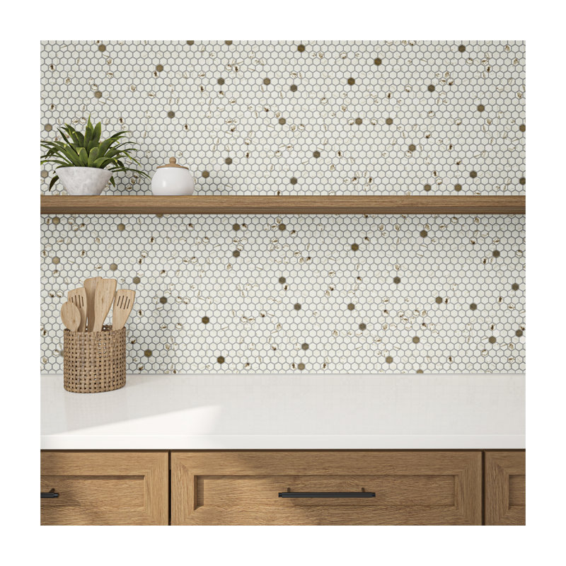 Uptown Glass 1" Hexagon Mosaic (18 PC Per Carton) (16.92 SQFT Per Carton), Posh Bronze