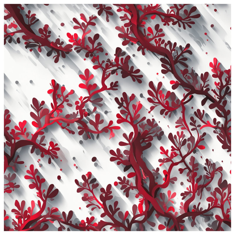 Red Branch Pattern Double Sided Throw Pillows, 26 x 26 inches