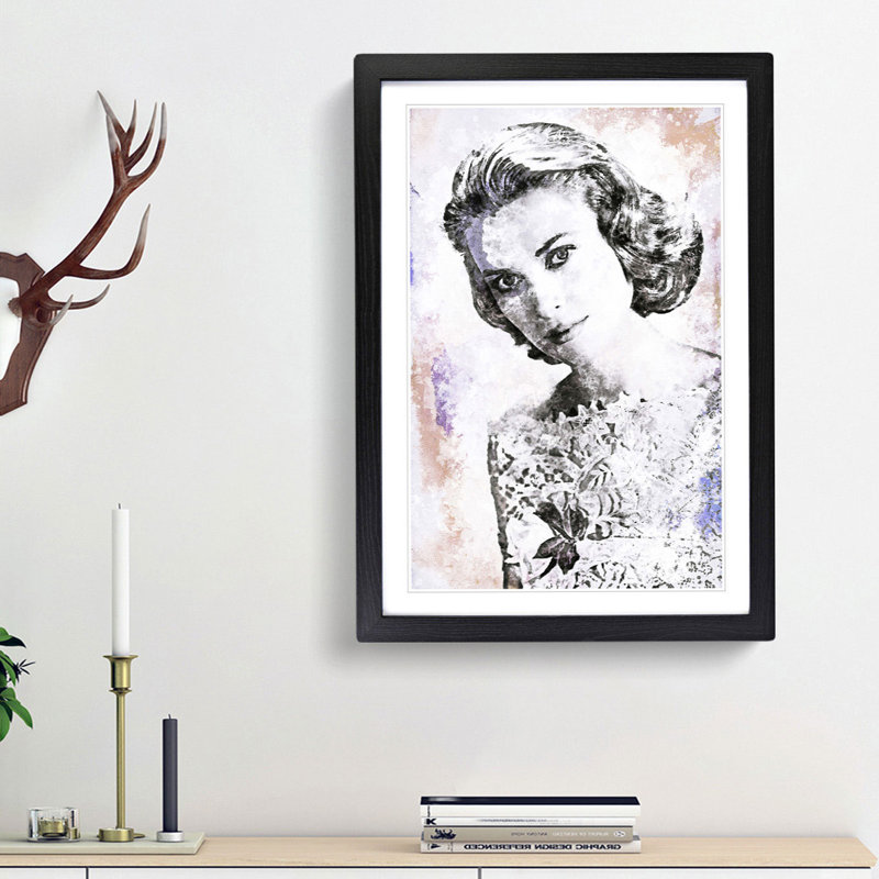 Miss Grace Kelly - Picture Frame Painting Print, 36cm H x 27cm W x 2cm D, Black Framed