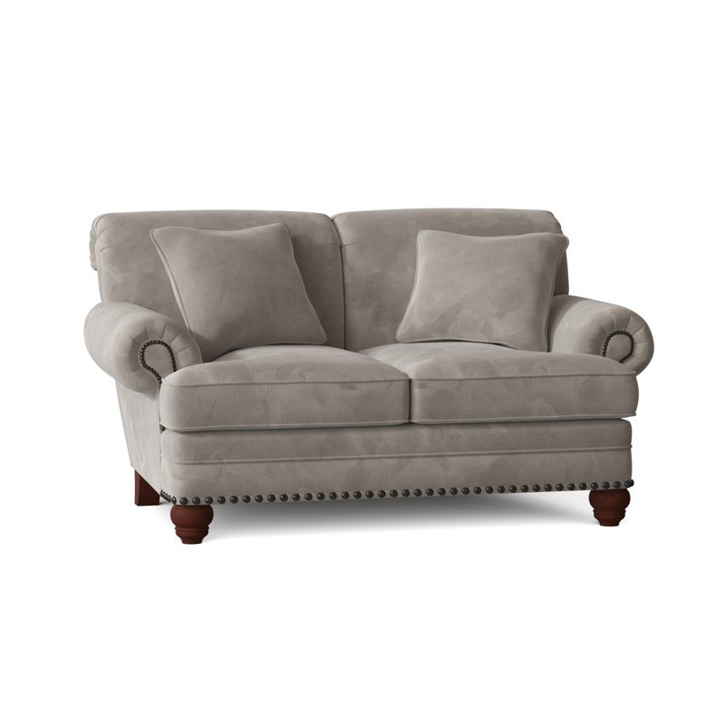 Spratt Loveseat, Aberdeen 9 Brown Velvet, Manhattan, Dark Brass