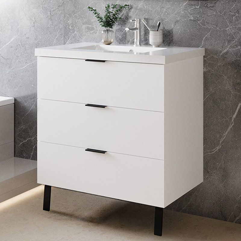 80mm Single Bathroom Vanity with Integrated Resin Basin, White
