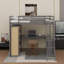 Lit mezzanine double avec tablettes et bureau