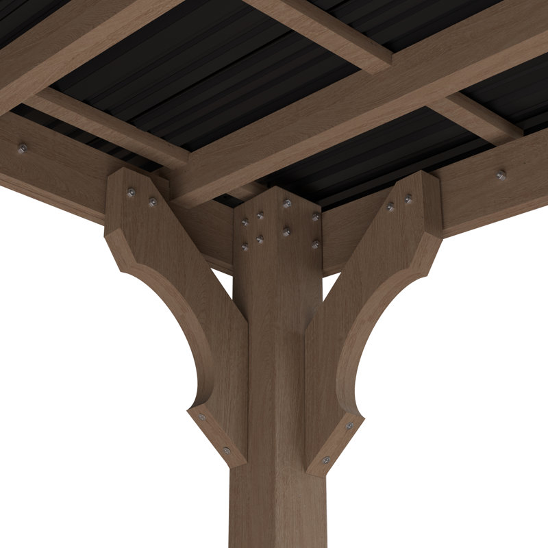 Solid Wood Carport Gazebo, 10' X 12'