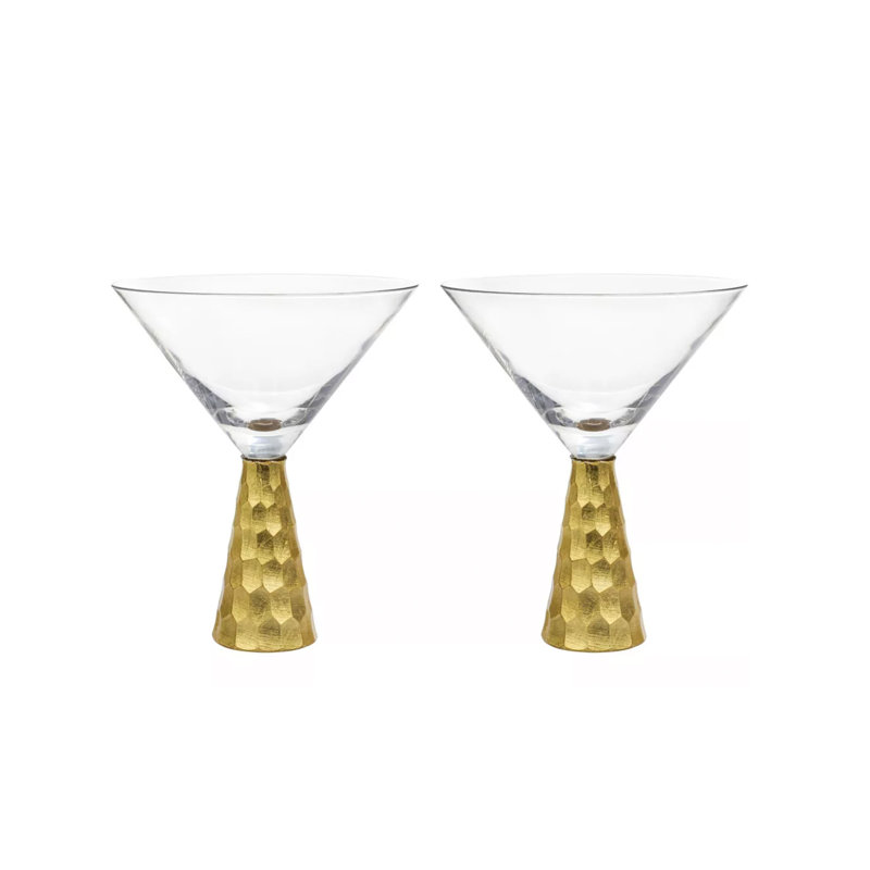 Daphne Gold Set Of 2 Martini Glasses, 8.79Oz Each