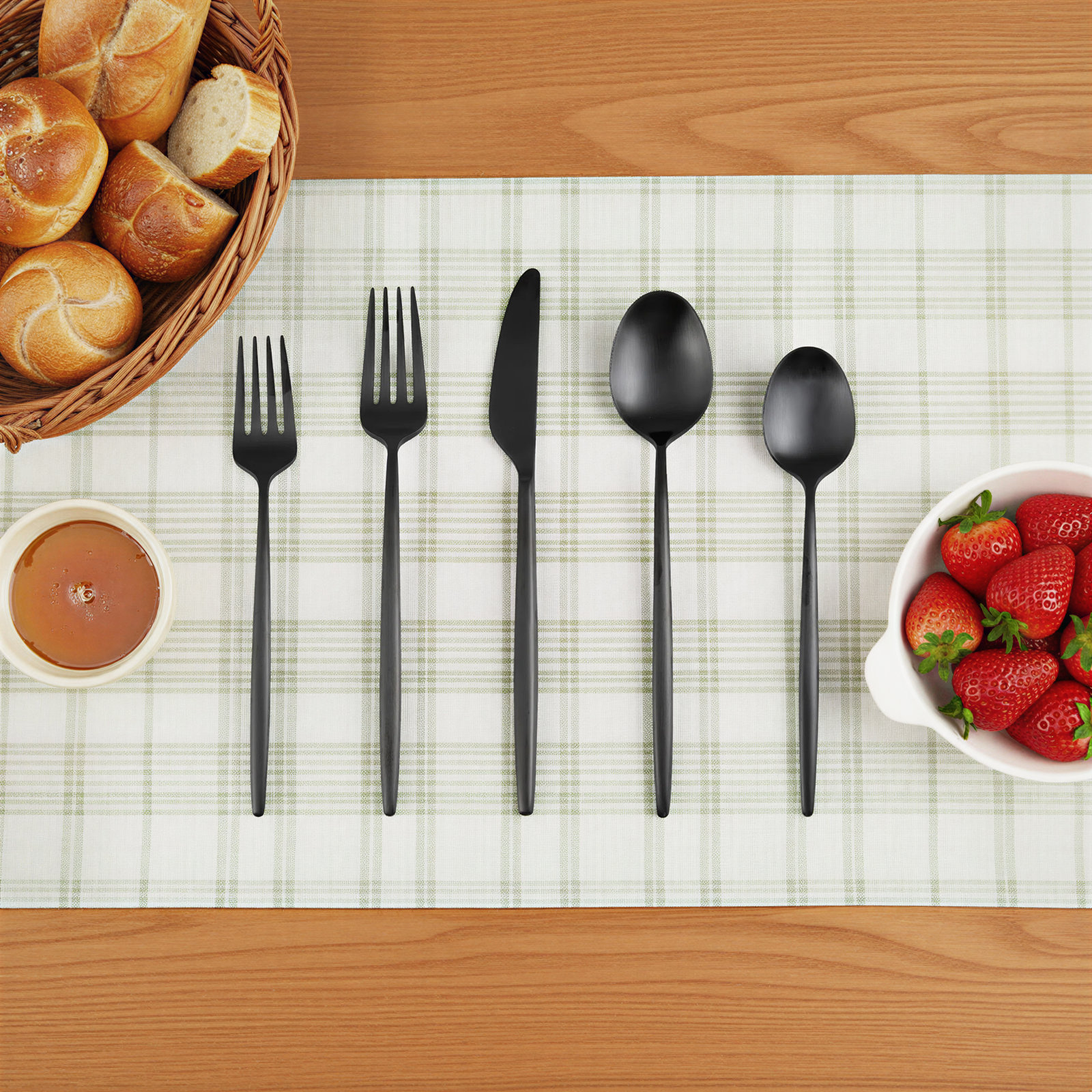 Barrona Stainless Steel Flatware, Black