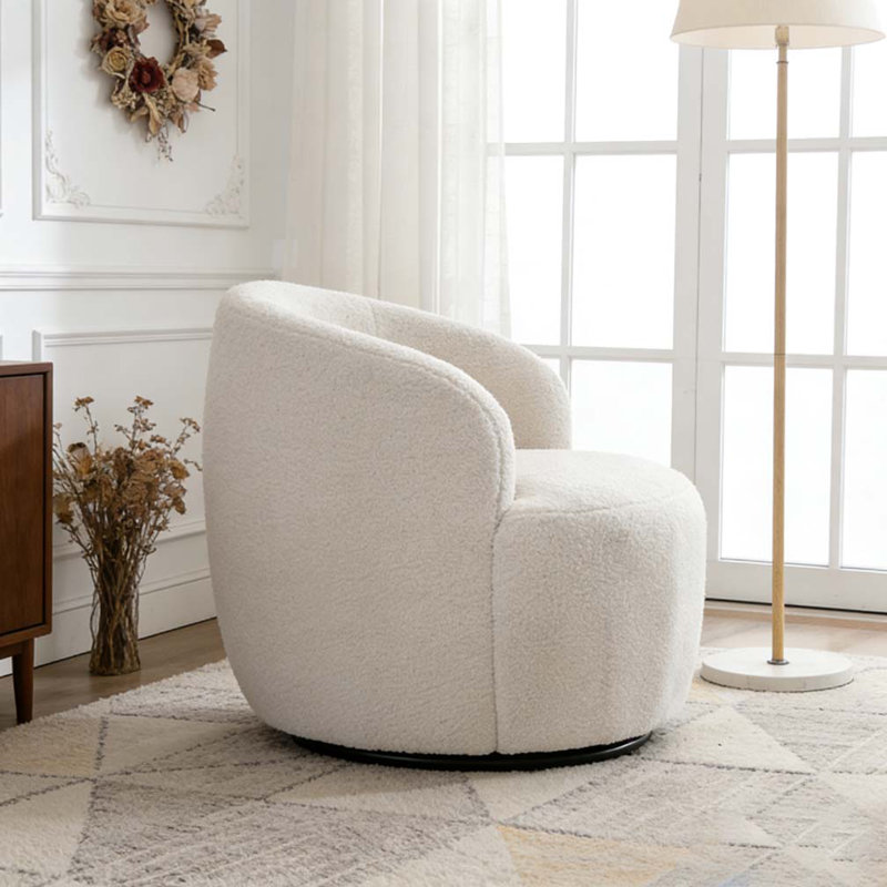Fauteuil demi-tonneau Teddy, Ivoire ivoire