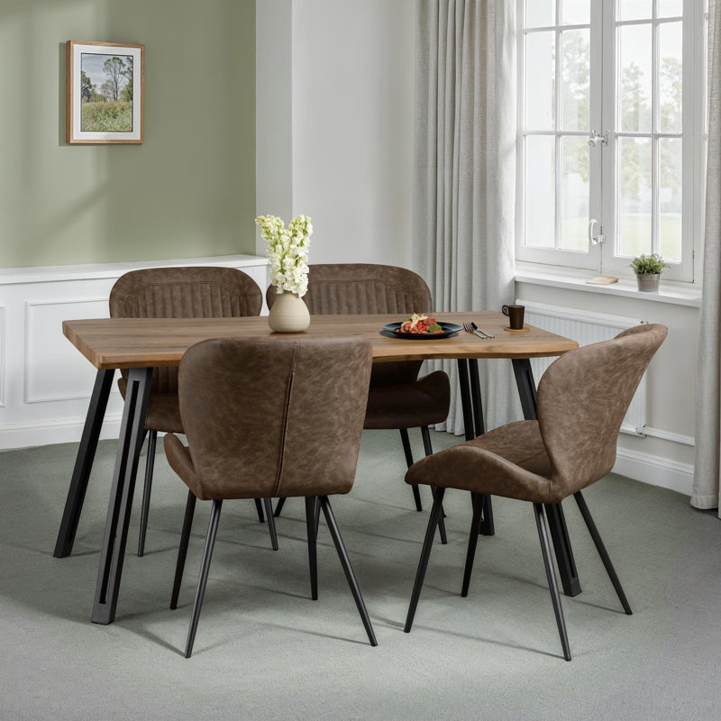 Douros 4 - Person Dining Set, Oak, Brown