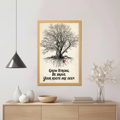 Tree Roots And Inspirational Quote Canvas Wrapped Wall Art Oil Painting Print Set Of 1