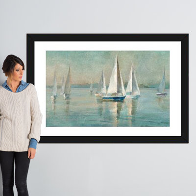 Voiliers au lever du soleil, reproduction d'art sur toile tendue