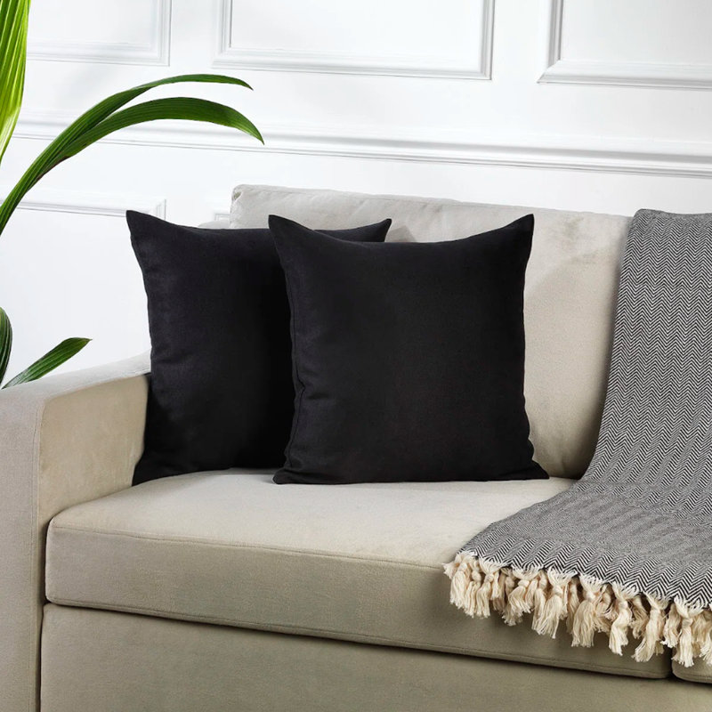 Housses de coussin décoratif, H 20 po x l 20 po, Noir