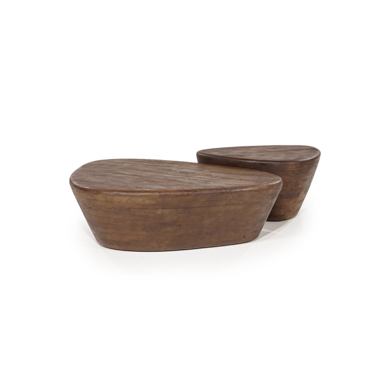 Mila Solid Wood Coffee Table, Brown, 14" H x 28" L x 21" W