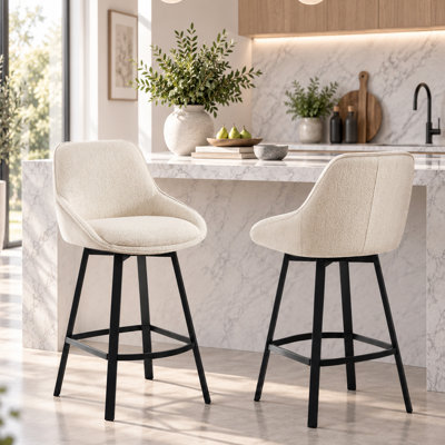 Absalom Modern 25.6" Swivel Upholstered Counter Stools with Back and Metal Frame