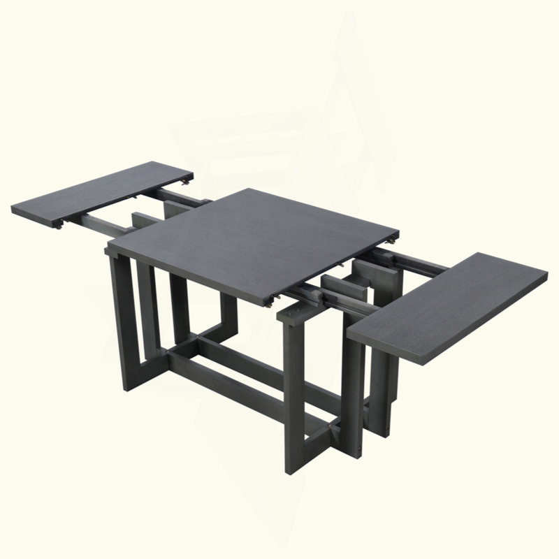 Table de salle à manger extensible rustique, table de cuisine à tréteaux avec deux rallonges amovibles de 12 po, Gris
