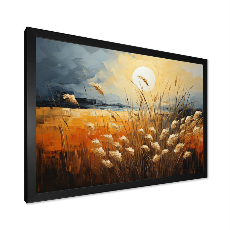 Beige des Prairies Bliss entrelacé sur toile, Cadre photo noir, H 12 po x l 20 po x P 1 po
