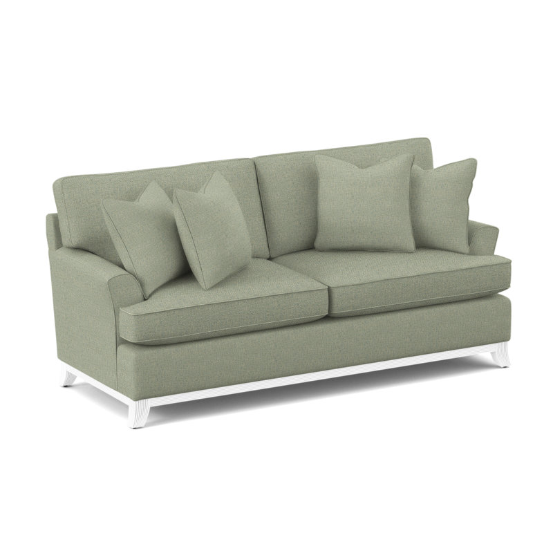 Oaks Way Sofa, Frost White Finish, Green Performance Fabric; 0851-54