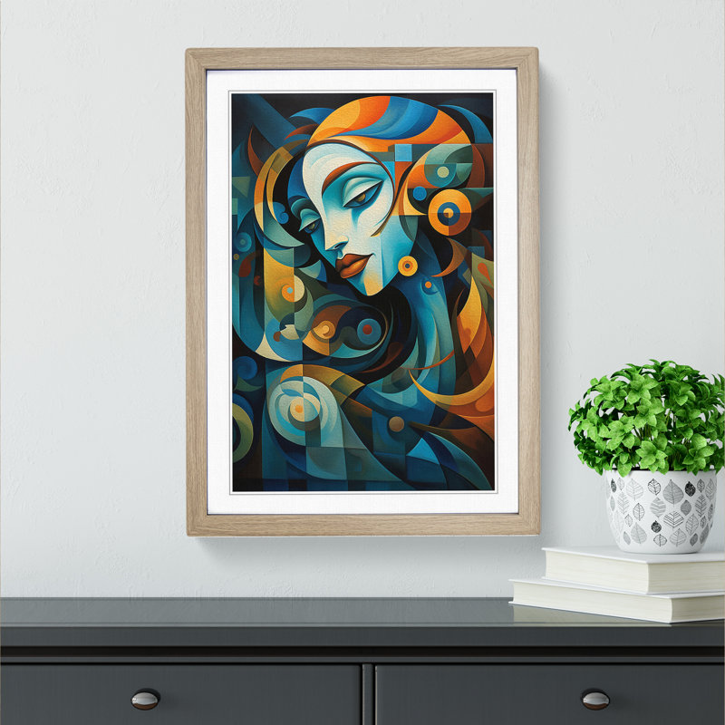 Single Picture Frame Wall Art, 64cm H x 46cm W, Oak Framed