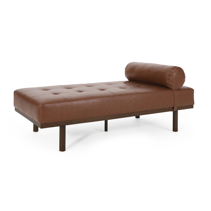 Chaise longue Jakie, Similicuir brun clair