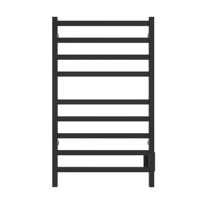 Chauffe-serviettes mural en acier 24 po x 40 po Kontour - noir mat, câblé, rails carrés, H 40 po x l 24 po x P 4 po, Noir mat