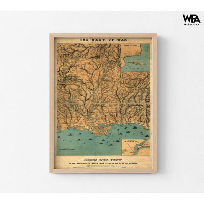 Birds Eye View Of The Mississippi Valley From Cairo To The Gulf Of Mexico 1861, Vintage Mississippi Poster, Map Of Mexico, Farmhouse Decor