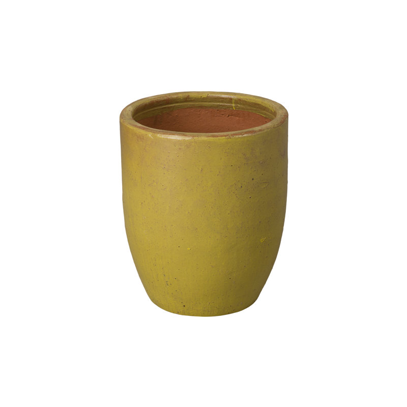 Pot à fleurs en céramique Efkea, H 20,5 po x l 17 po x P 17 po, Jaune