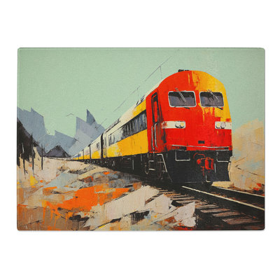 Train Minimalism  Glass Chopping Board