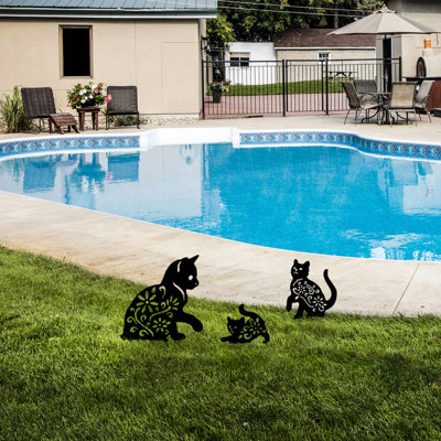 Elegant Decorative Garden Object Set (3 Pieces), Black Metal, 15.7 x 14.2 x 11.8 inches | 100% Durable Metal, Thickness: 0.06 inches | No Assembly Required, Perfect for Outdoor and Indoor Decor, Stylish and Functional Design