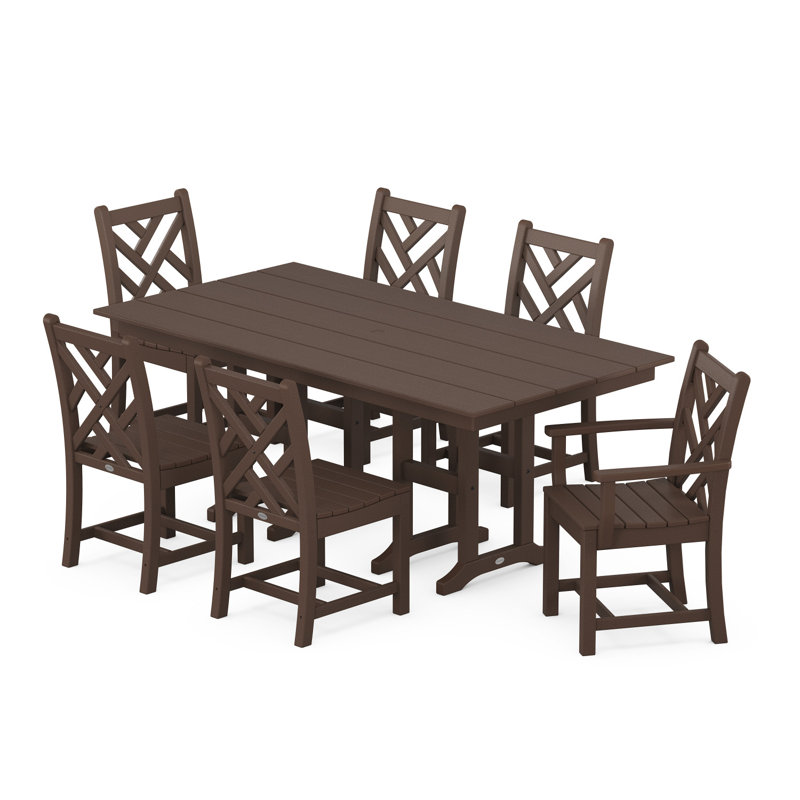 Chippendale 7-Piece Farmhouse Dining Set, Mahogany