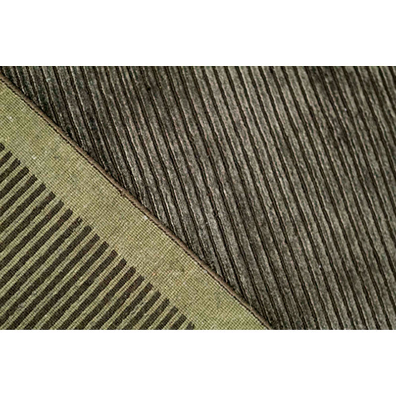 Wool Striped Area Rug in Dark Green