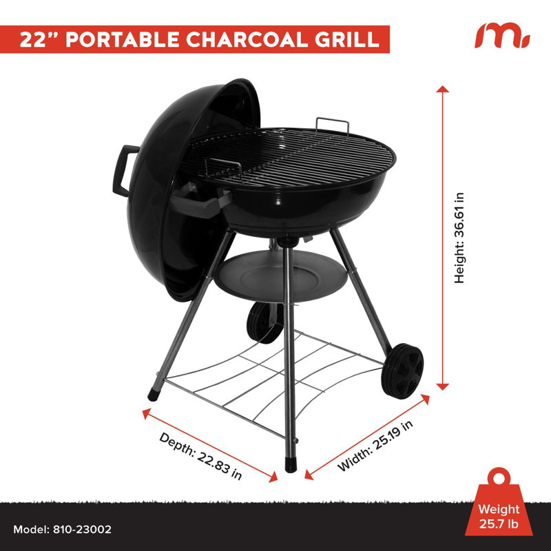 Barbecue au charbon compact avec bouilloire 22 po Megamaster