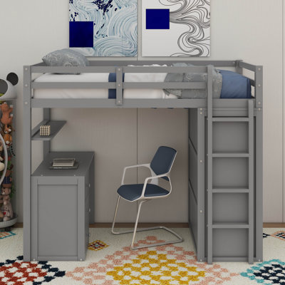 Twin Size Loft Bed With Desk,Drawers And Wardrobe