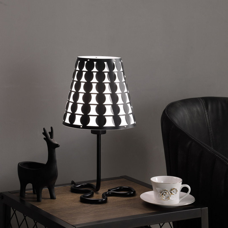 16" Traci Black Geometric Metal Table Lamp