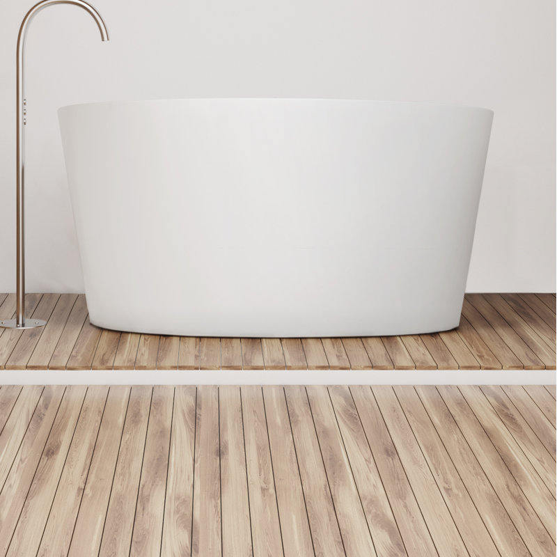 Mizu 52'' x 52'' Soaking Solid Surface Bathtub, Matte White, Polished Chrome