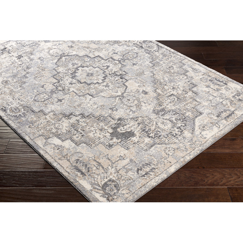 Reversible High Pile Gray Synthetic 5'3" x 7'3" Rectangular Rug