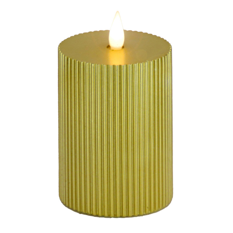Unscented Flameless Candle, Gold, 11" H x 5" W x 5" D