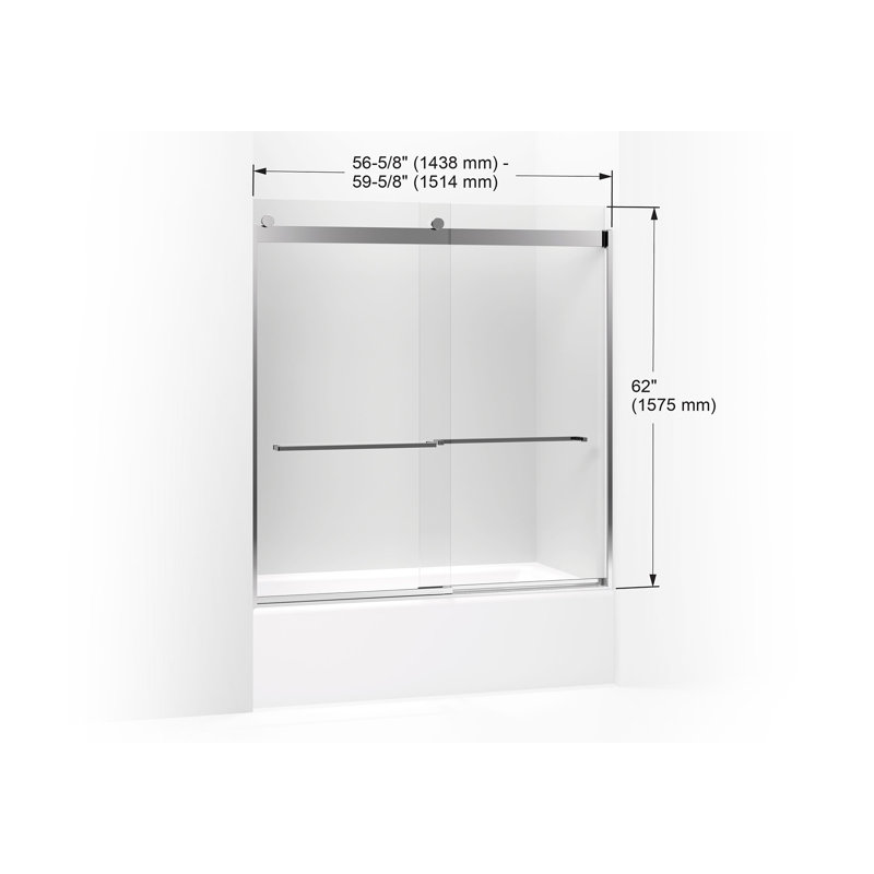 Levity 59.63" x 62" Double Sliding Bath Door with CleanCoat® Technology, Brushed Nickel