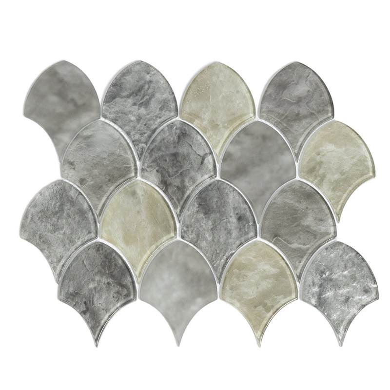 Seashell 14.63'' x 12.13'' Glass Mosaic Wall Tile, Gray