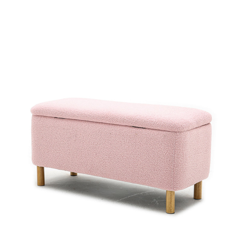 Sidings Boucle Upholstered Storage Bench, Pink
