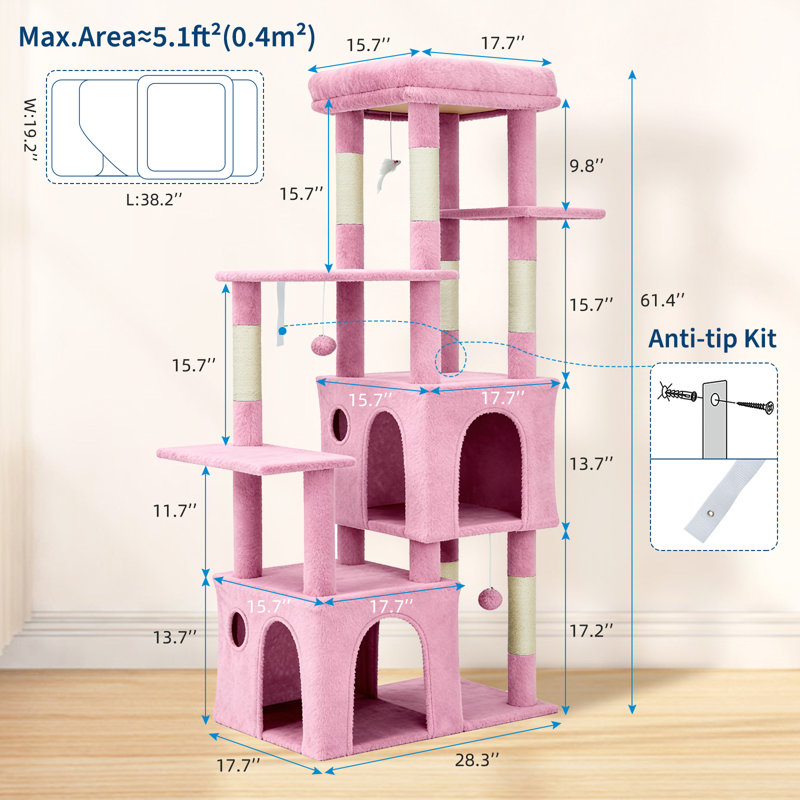 156cm H, Pink/Beige
