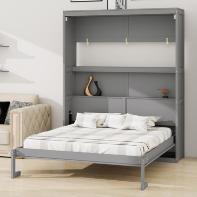 Space-Saving Murphy Wall Bed with Built-in Shelves