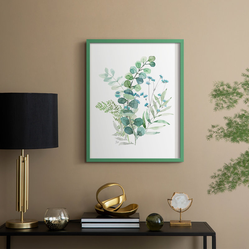 «Blue Mist Eucalyptus I», reproduction encadrée - bois massif, H 21 po x l 17 po, Vert