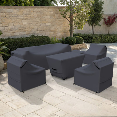 Emanie Rattan Outdoor Conversation Set Cover For Patio Set With Fire Pit Table And Cushion