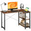 HOMCOM L Shaped Desk with Bookshelf Home Office 120x73.2x75cm Rustic Brown