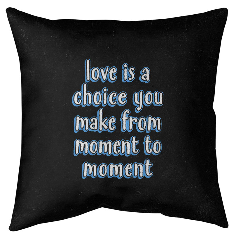 Coussin de sol Love is a choice, H 28 po x l 28 po, Bleu
