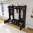 Modern Hall Tree With Shoe Storage, 4-In-1 Entryway Bench With 8 Cubbies, 7 Coat Hooks & Adjustable Shelf,Black-104288023